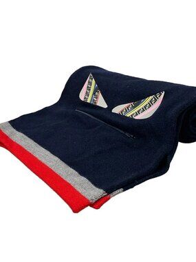 FENDI Dark Navy Red Multi Wool Scarf
